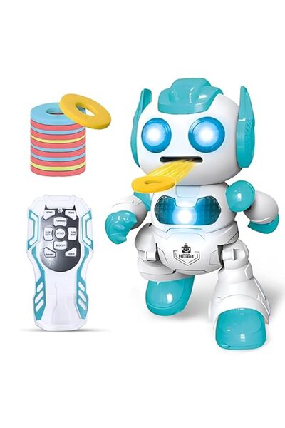 Toybox Programmable Remote Control Robot Toy for Kids with Shooting Discs, Da...