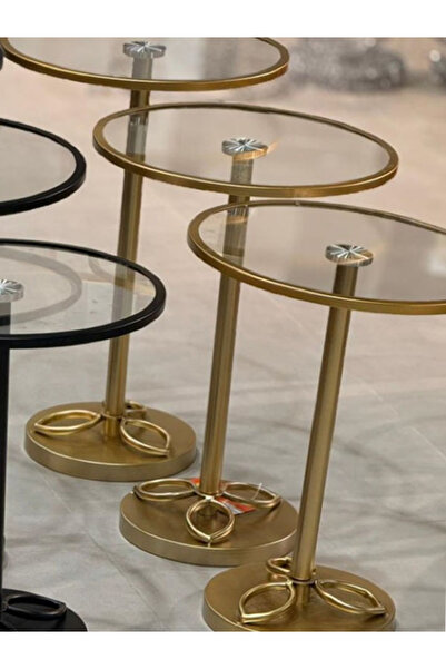 Generic These Side Service Tables Feature a Transparent Glass Top, Metal Fram...