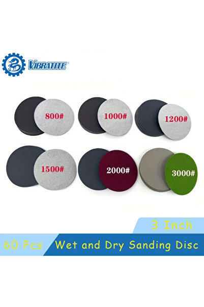 Choice 75 mm Wet and Dry Sanding Disc Set 60 Pcs 3 Inch Assorted 800-3000 Gri...