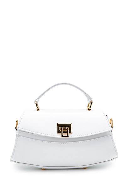 minebag Lock Detailed Baguette Luvia Women's Crossbody Bag White