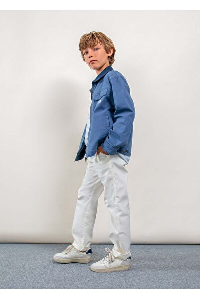 MAYORAL Boston Boy's Rope-Waisted Poplin Trousers Cream