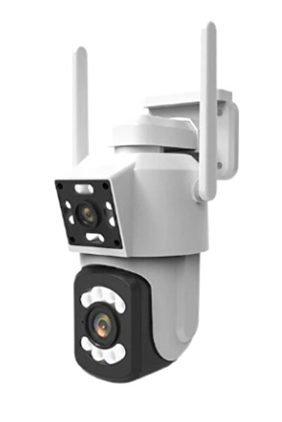 Tai 2.4G WIFI PTZ Surveillance Camera with Two-Way Audio and Dual Lens, White