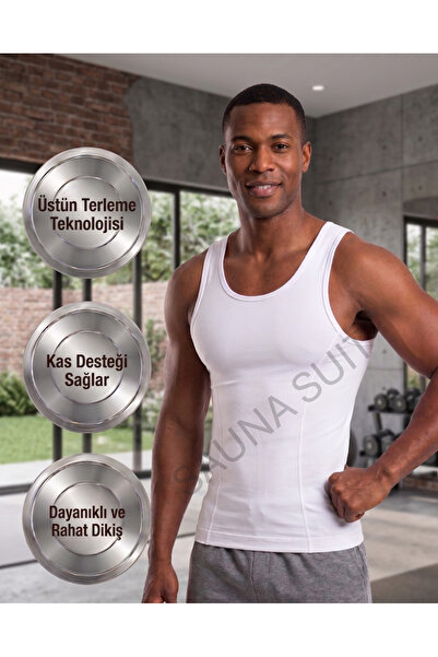 SAUNA SUIT مشد رياضي أبيض للرجال لا يترك أثراً - لشد البطن والصدر