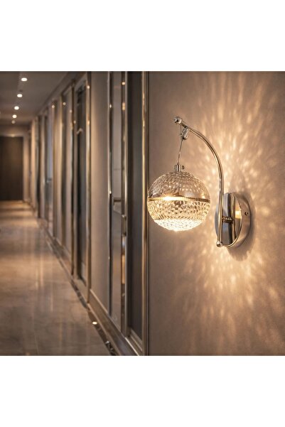 Elektroyou SNM2050 Krom 3 Renk Ledli Lüks Modern Sarkık Tekli Ledli Aplik