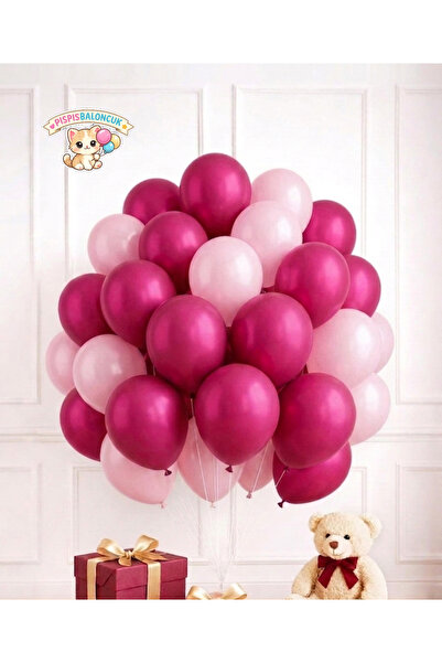 PISPISBALONCUK pembe fuşya 10lu Balon Seti doğum günü cinsiyet parti babyshow...