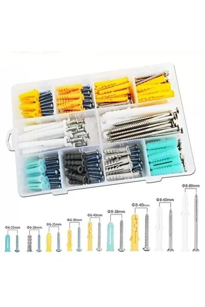 Choice 220pcs Plastic Expansion Drywall Anchor Screws Self Tapping Screw Asso...