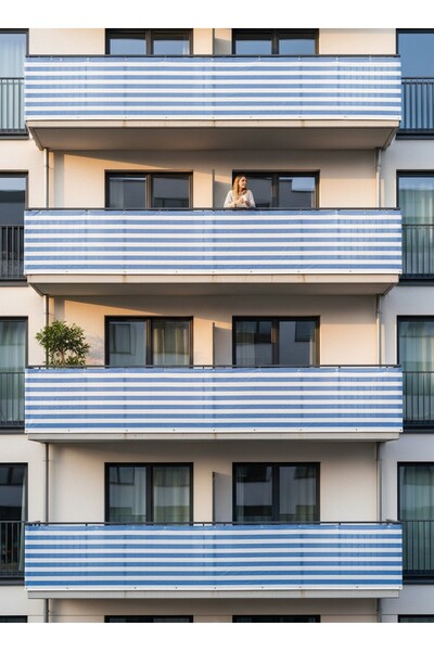 Başak Ev Tekstili 75 cm Mavi Beyaz Çizgili Pilsa Balkon Brandası