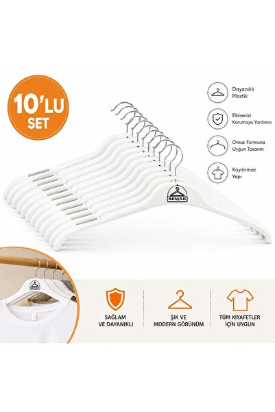 Semak Plastik 10 ADET ELBİSE ASKISI