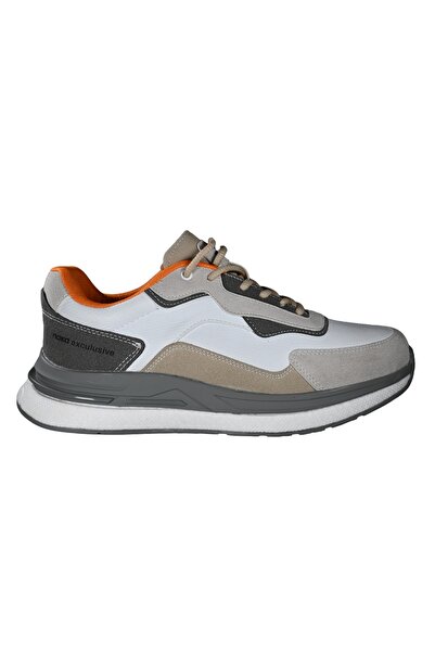 noka Men's Vegan Leather Textile Lace-Up Casual Sports Beige