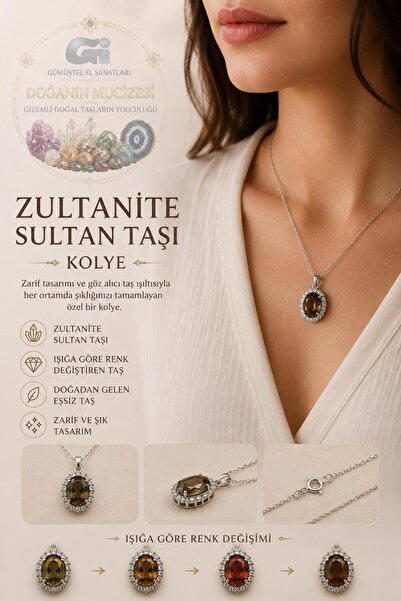 GÜMÜŞTEL EL SANATLARI Zultanite Sultan Taşı Kolye