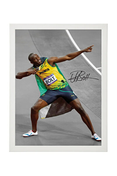 Boomah Accessories Usain Bolt Printed Autograph - Framed Poster 30x40cm - Spo...