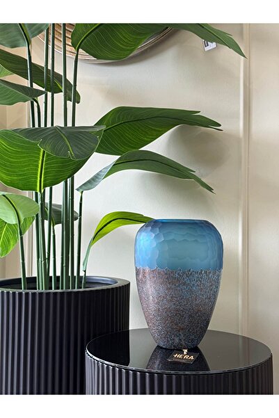 HERA DEKOR Imported Blue Glass Vase