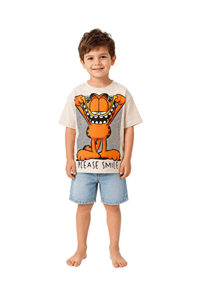 onymino Boy's Garfield Printed Short Sleeve T-Shirt 100% Cotton Casual T-Shirt