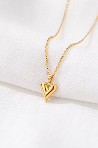 Heart Model Gold Color Stainless Steel Women's Necklace