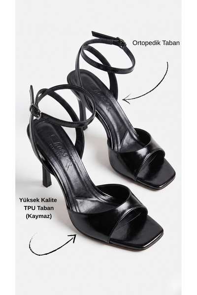 Diardi Crossed Strap Women's Heeled Shoes with Single Strap and Binding Tape