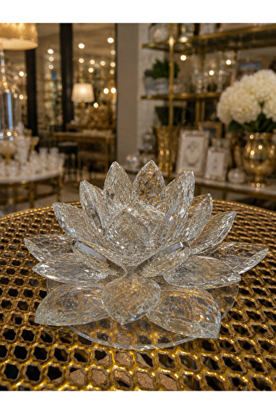 Handmade ESTERHOMEDECOR Kristal yuvarla lotus mumluk&şamdan 25*10cm