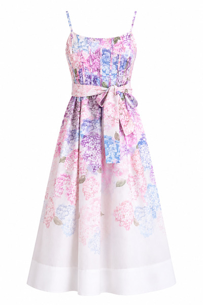 HAZELANNA Rochie mov cu bretele și model floral, cu armătură la spate