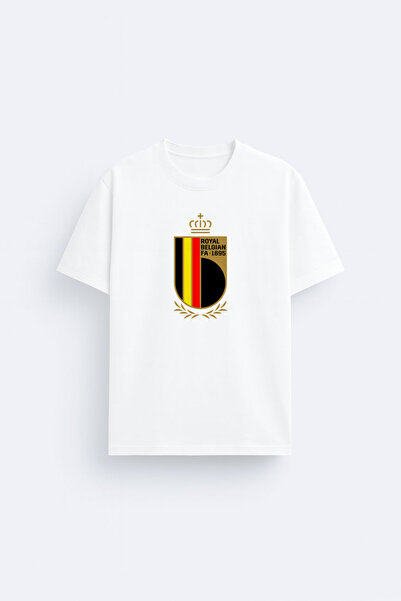 AYDESİGN Tricou alb din țesătură de bumbac imprimată cu echipa națională de f...