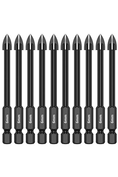 Choice 10Pcs 6mm 10Pcs 6mm Cross Hex Drill Bit Set For Tile Porcelain Glass M...