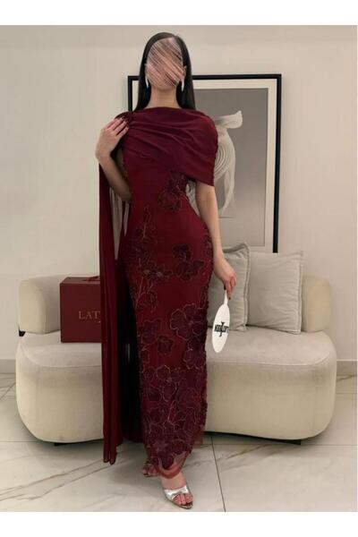 ELHAM FASHION فستان سهرة رويال برغندي