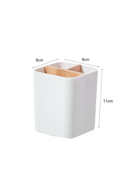 Choice White-3 Grids Toothbrush and Toothpaste Holder with Removable Bamboo D...