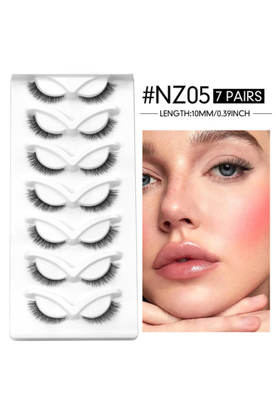 Choice6 7 Pairs-NZ05 GROINNEYA Natural Cat Lashes 3D Faux Mink Lashes Soft Fu...