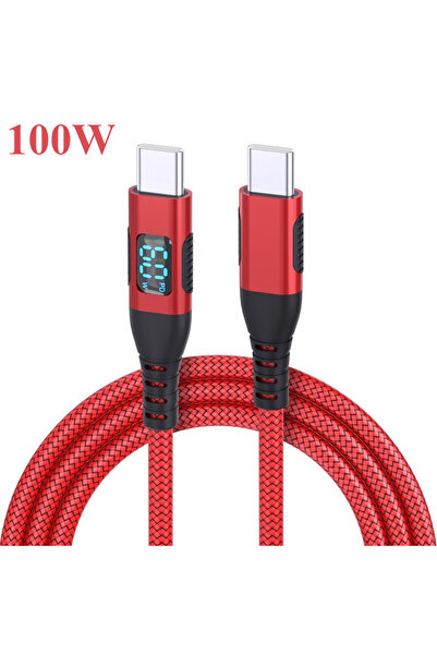 Choice18 كابل شحن سريع من النوع C إلى C بطول 3 أمتار، أحمر اللون، 100 واط، مع...