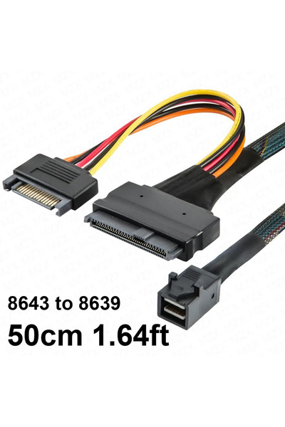 Choice كابل محول MZX Mini SAS SFF-8643 إلى U.2 SFF-8639 بطول 50 سم، 15 دبوس، ...