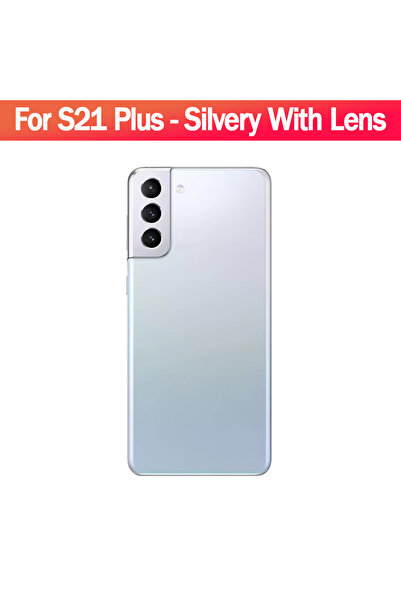 Choice غطاء خلفي زجاجي فضي لهاتف S21Plus، غطاء خلفي زجاجي لـ SAM-S21Plus مع غ...