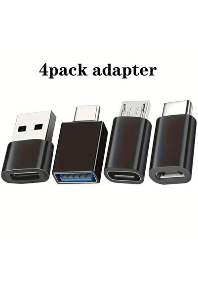 Choice محول USB إلى USB C أسود (4 قطع)، محول USB نوع C أنثى إلى USB، محول ماي...