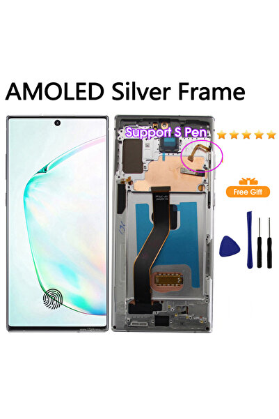 Choice1 شاشة AMOLED بإطار فضي لهاتف نوت 10 بلس N975F، شاشة LCD تعمل باللمس له...
