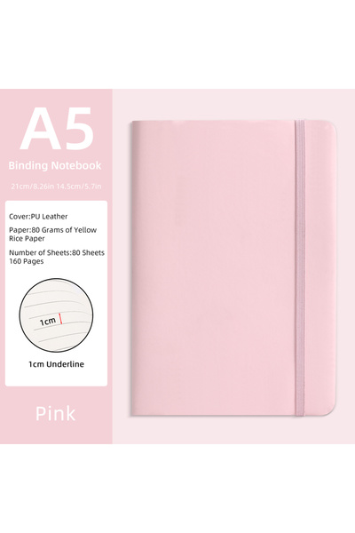 Choice8 A5 pink-160pages A5 PU Leather Binding Notebook - Purple,80 Sheets (1...