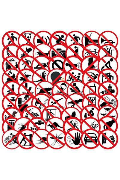 Choice 64pcs 64PCS Fun Warning Labels Signs Graffiti Stickers DIY Waterproof ...