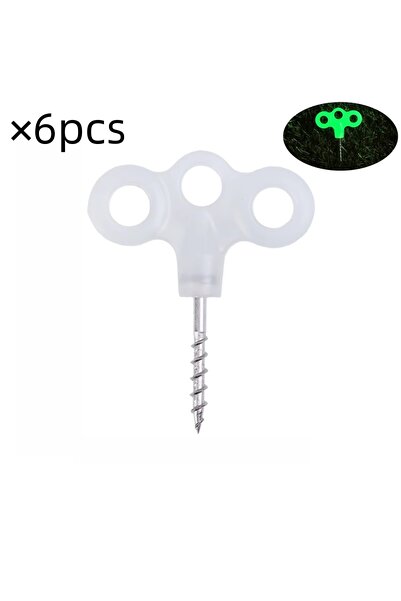 Choice1 WHITE 6Pcs Screw Hooks and Rope Clips, Hiking Camping Tent Pegs, Glow...
