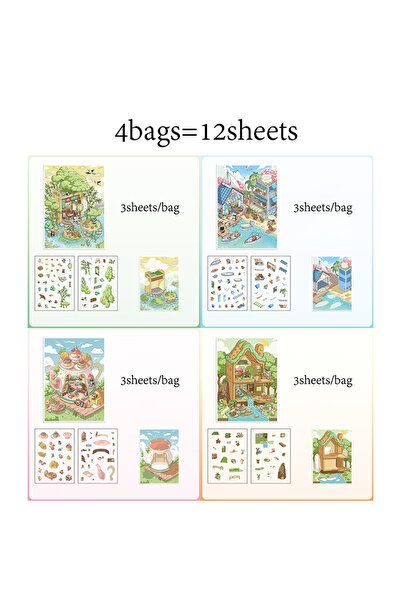 Choice S31241-A ماركة Mr.Paper، 4 عبوات من ملصقات المشاهد الكرتونية اللطيفة، ...