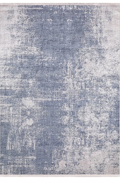 Pera Halı Buz Mavisi ve Beyaz Soyut Sanat Halısı - 801OU