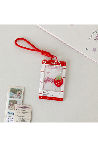 choice2 red Ins Cute Clear Acrylic Photocard Holder ID Card Protector with La...