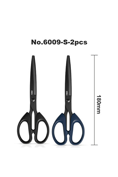 choice2 Deli 1Blue-1Black Deli Black Blade Scissors Stationery 180mm 7 Inch S...