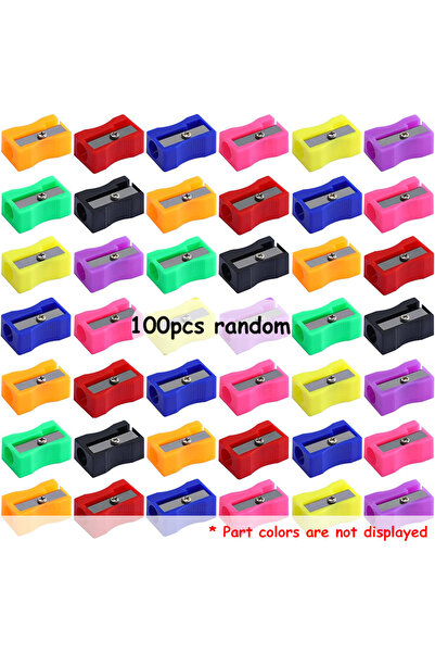 Choice 100pcs 50/100pcs 2.5cm Mini Color Pencil Sharpener Curved Anti-slip De...