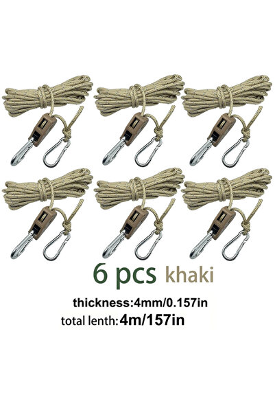 Choice3 Dark Khaki 4m 6pcs Reflective Camping Tent Rope Tie Down Fastener Fix...