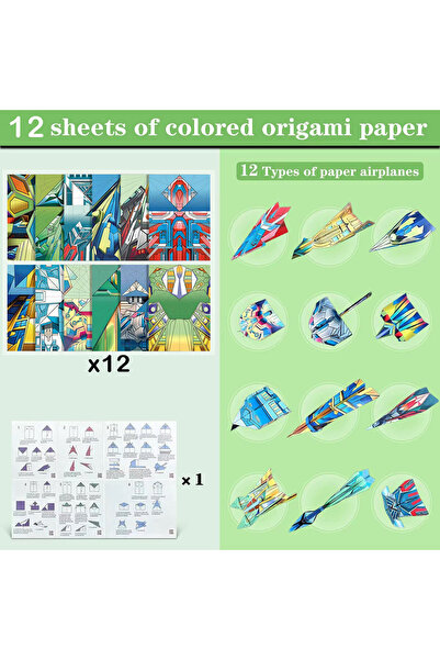 Choice1 12sheets and 1manual 12/32 Sheets Origami Paper Airplane Kit 16 Class...
