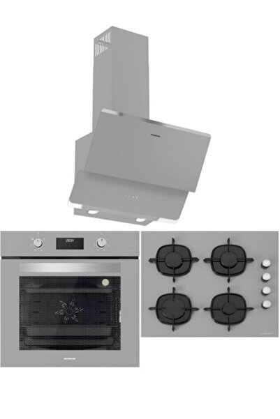 Silverline Gri Ankastre Set (CS5700E6S01 Ocak + S2-BO6502S02 Fırın + 3490 Osl...