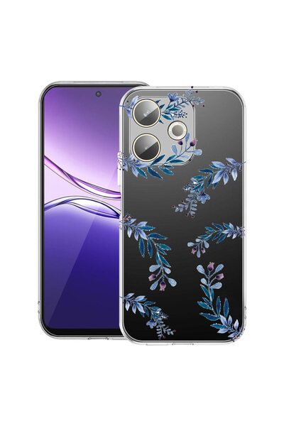 bestcase ¬Æ Husa Clear Silicon pentru OPPO A5 Pro 5G, Blue Flowers, 2042415 T...