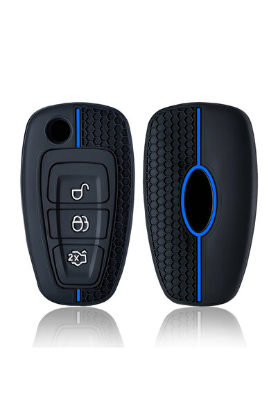 Choice1 Blue Line 3 Button Silicone Car Remote Key Fob Cover Case For Ford Ra...