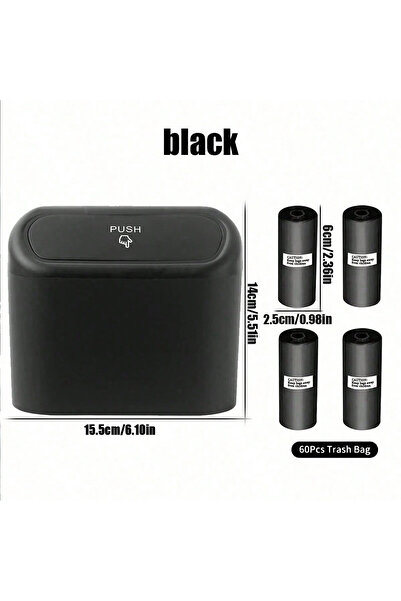 Choice4 Black Kit Car trash can with lid - 4 rolls of garbage bag, leak-proof...
