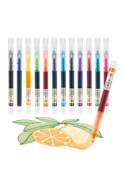 Choice1 12pcs 9/12 Colors Quick-Drying Straight Liquid Rollerball Pens, Full-...