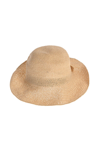 meli melo Light beige summer hat with a delicate knitted look