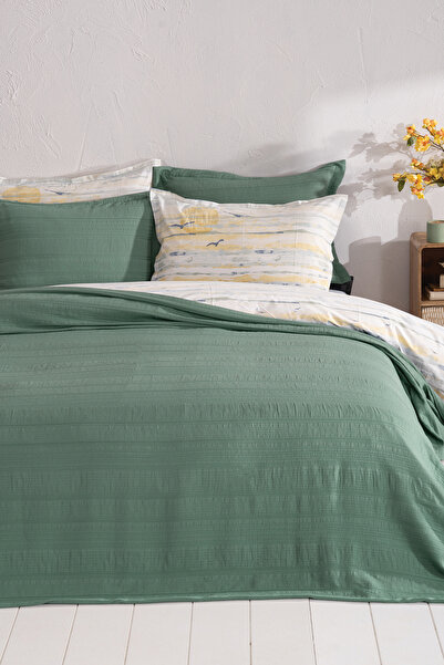 Puffy Cedra Double Bedspread Set - Dark Green