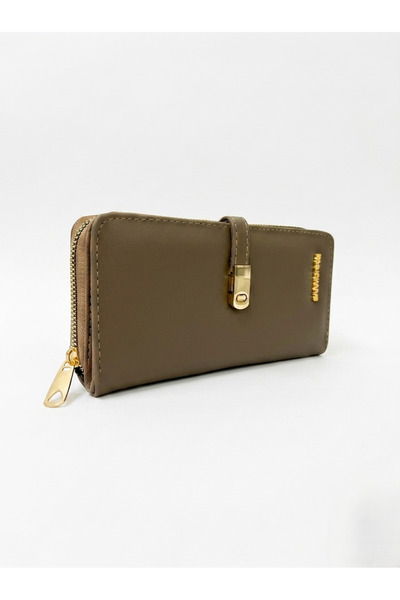 Sanmorris Women's Faux Leather Wallet with Gold Buckle and Phone Compartment