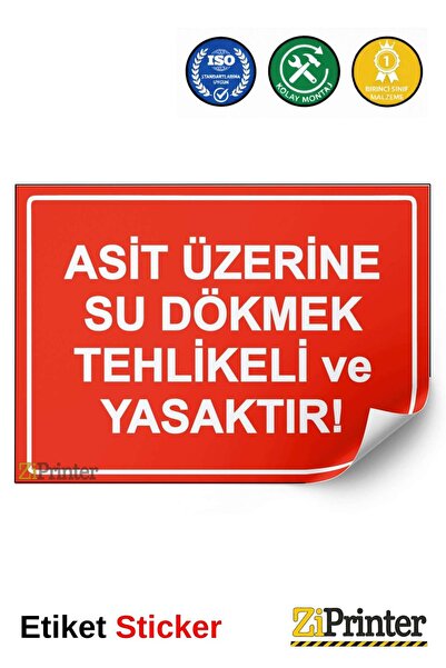 ZiPrinter إنه خطير ومنحوبان للانجراف على الأحماض، ملصق تحذير isg مقاس 35x50 سم